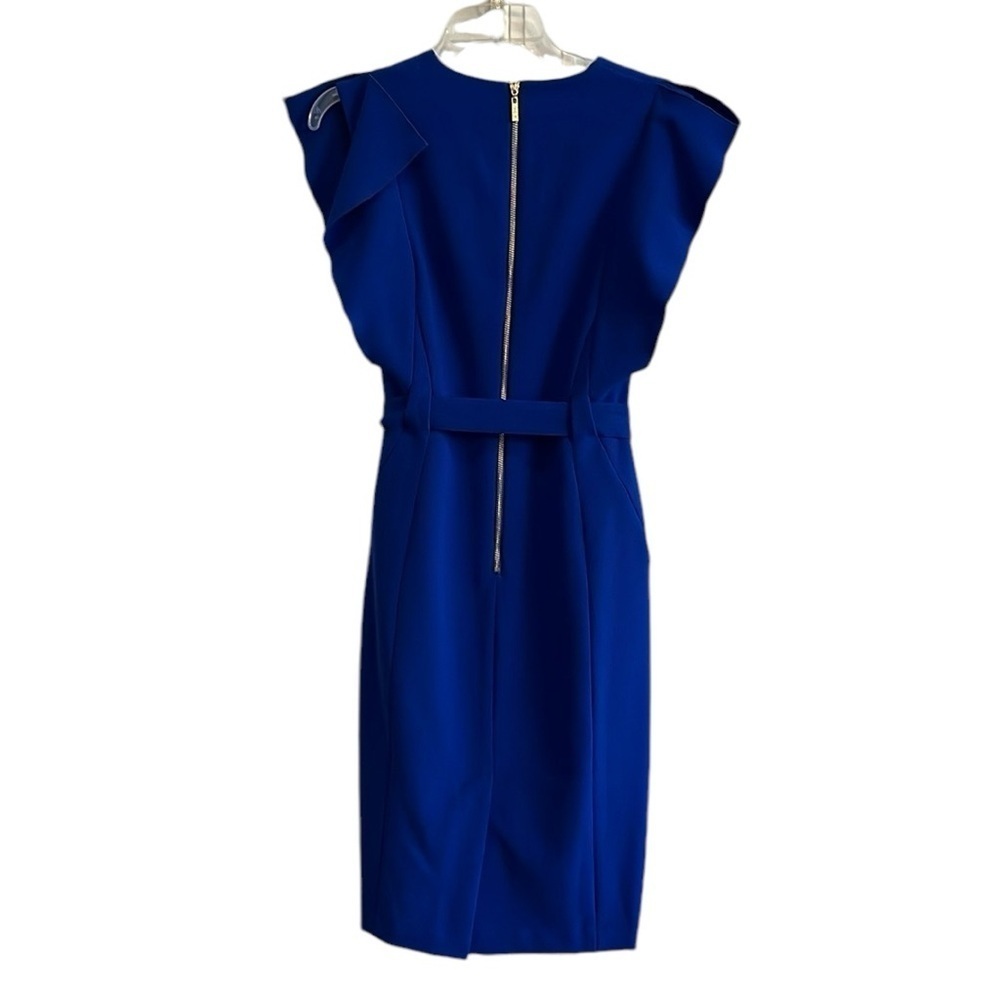 Eliza J Royal Blue Flutter Sleeve Dress Size 4 - Picture 6 of 13